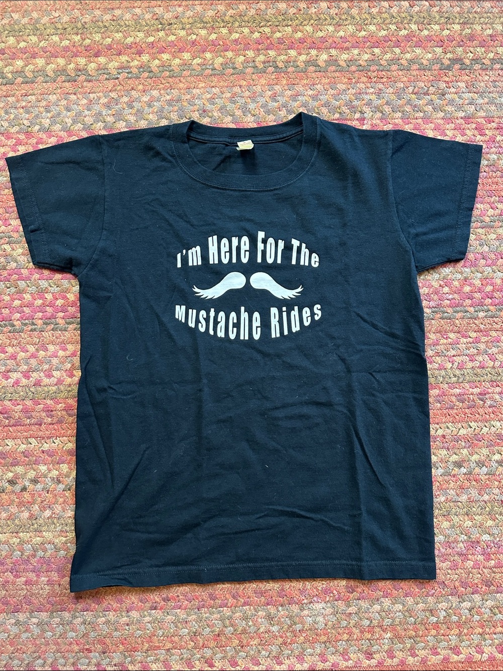 Black Graphic Tee - I'm Here For The Mustache Rides
